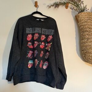 The Rolling Stones Iconic Tongue Grey Sweatshirt Large